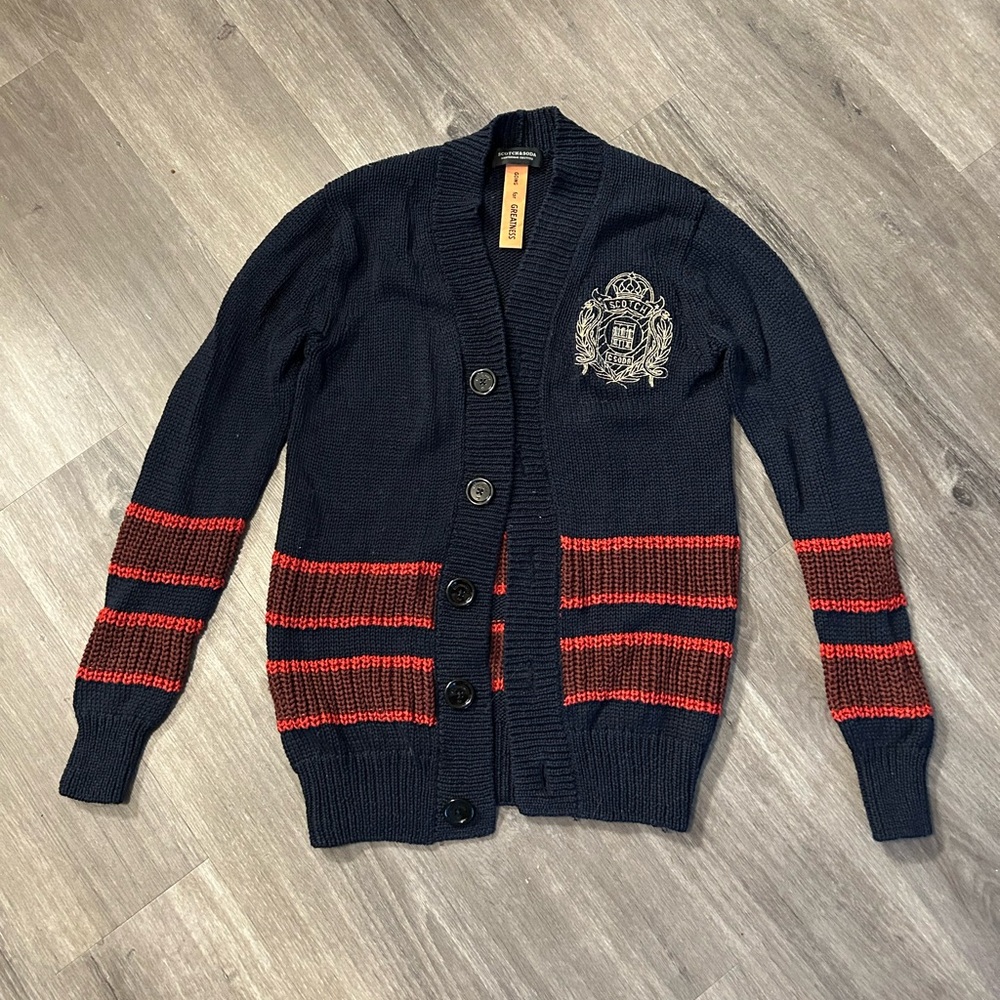 Scotch & Soda Navy and Red Varsity Cardigan - Picture 2 of 7